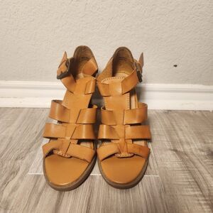 Report Rebecka Gladiator Sandals Women 6.5 Tan Brown Good Strappy Block Heel